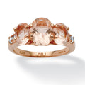 Oval Cut Pink Morganite & CZ 18k Rose Gold-Plated Ring: 6