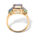 5.60 TCW Emerald-Cut Aurora Borealis CZ 3-Stone Gold Ring: 10