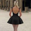 Skirt Elegant Sexy Bodycon Open Back A-Line Dress: Black / S