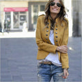Solid Color Short Wool Coat: Yellow / S
