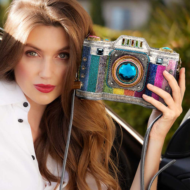 Life in Color Beaded Crossbody Camera Handbag