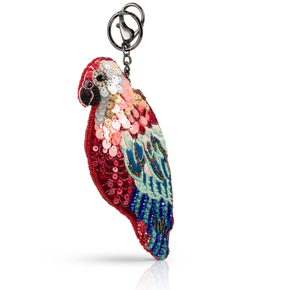 Rainforest Parrot Beaded Bird Coin Purse