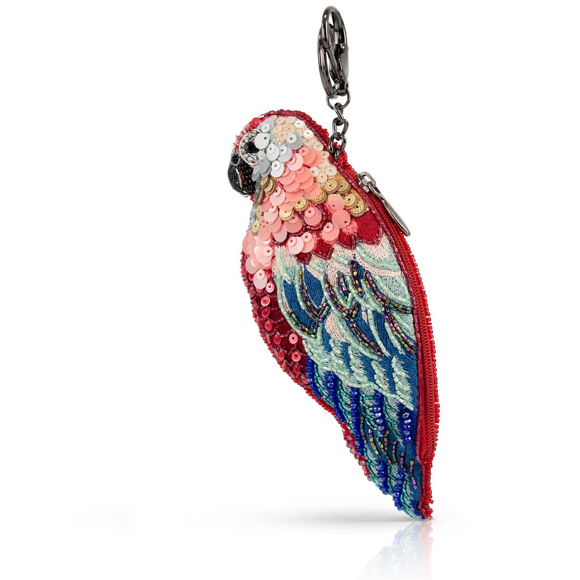 Rainforest Parrot Beaded Bird Coin Purse
