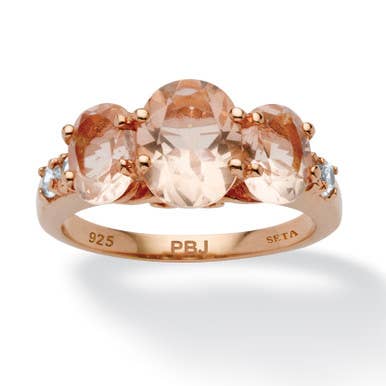 Oval Cut Pink Morganite & CZ 18k Rose Gold-Plated Ring: 6