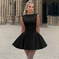 Skirt Elegant Sexy Bodycon Open Back A-Line Dress: Black / S