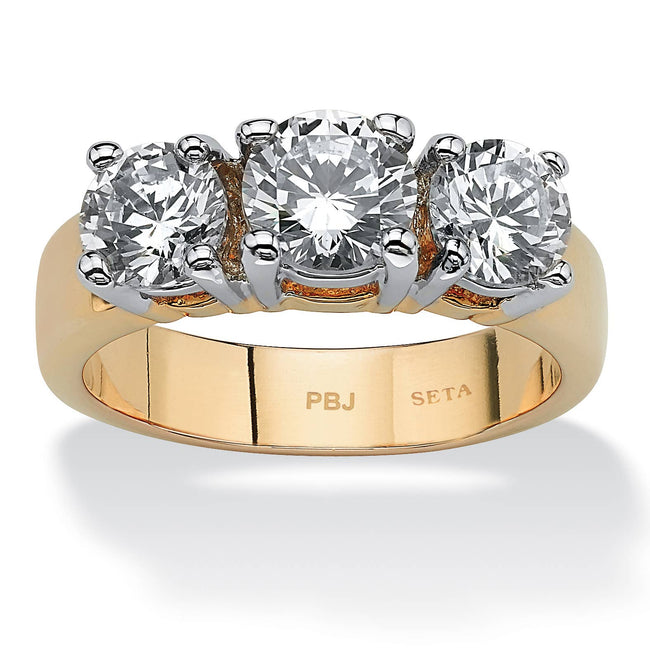 2.28 TCW Round Cubic Zirconia Three-Stone Anniversary Ring: 7