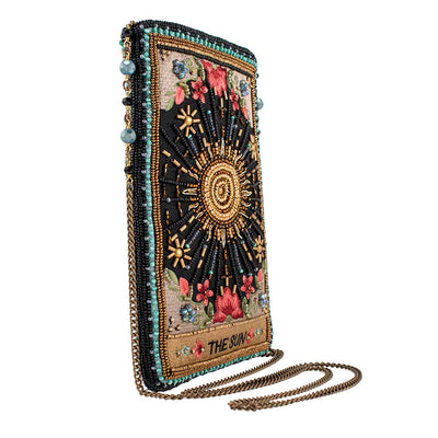 Shine On Beaded Sun Theme with Flowers Crossbody Phone Bag