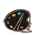 Brushstrokes Artists Palette Gem Beaded Crossbody Handbag