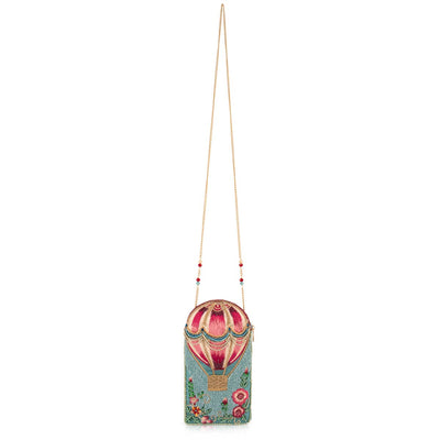 Full of Hot Air Balloon Beaded Crossbody Phone Bag
