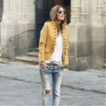 Solid Color Short Wool Coat: Yellow / S