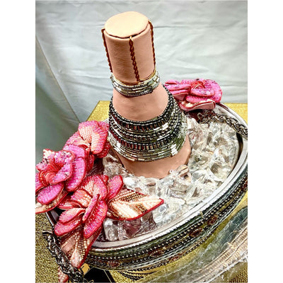 Champagne on Ice Beaded Bottle and Bucket Top-Handle Bag
