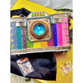 Mary Frances Life in Color Beaded Rainbow Camera Bag with Blue Jewel Lens NWT